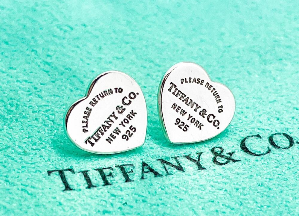 Tiffany & Co Return to Tiffany Mini Heart Stud Earrings Sterling Silver w/ Pouch